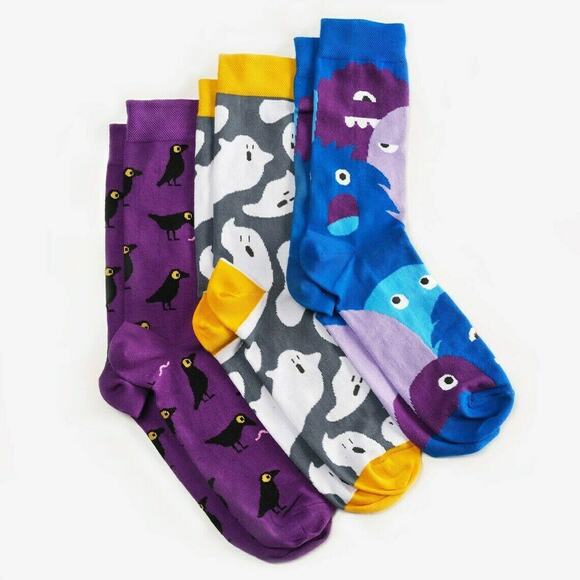 Dodo Teen Unisex Cotton Colorful Monsters 3-pk Socks Kids Size 7-10 Years - Picture 1 of 4